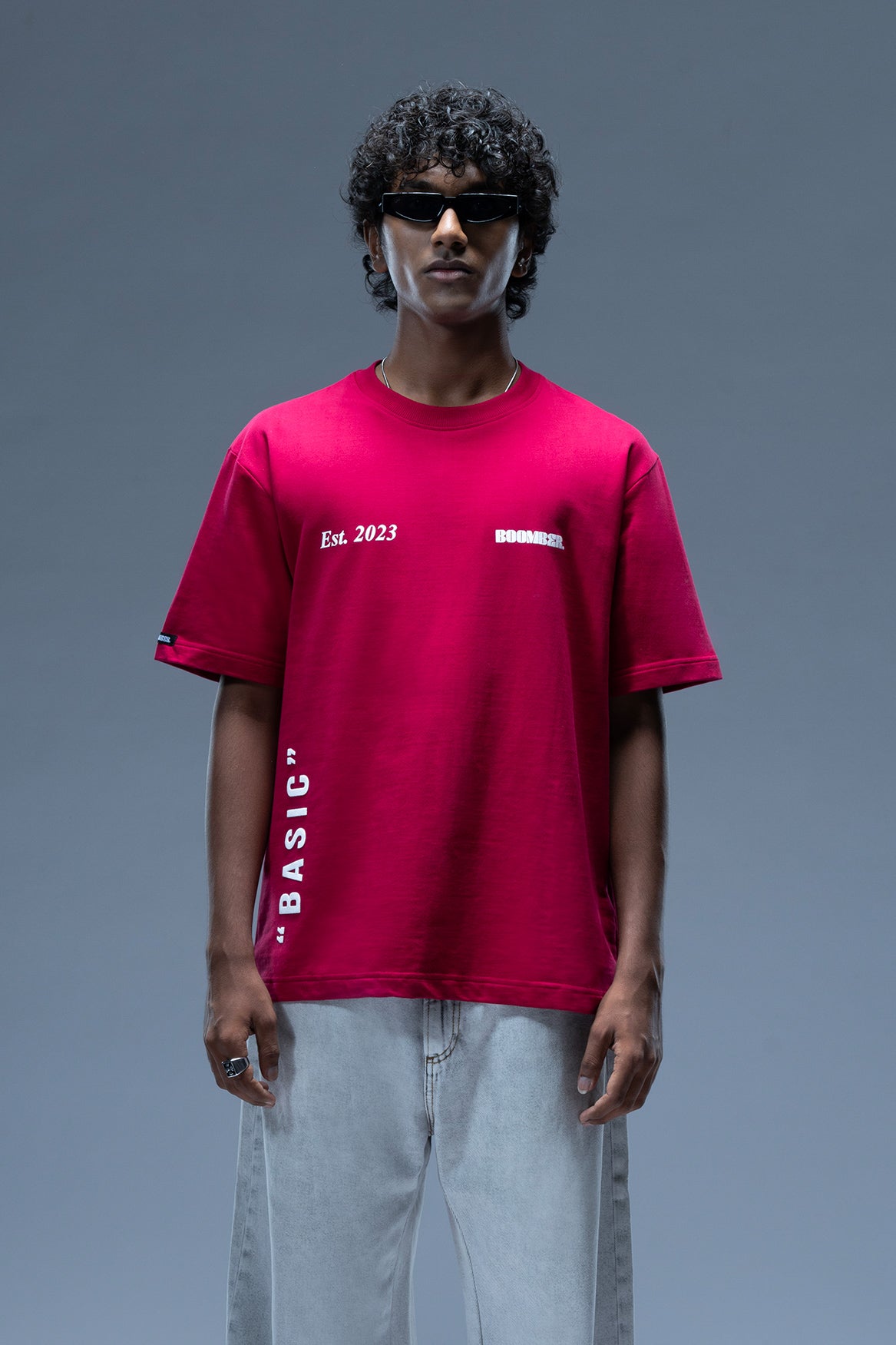Hot Maroon Pink Basic Tee